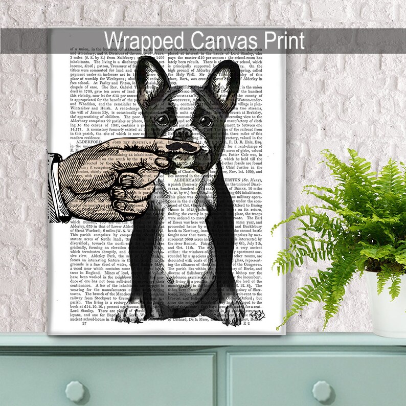 Funny dog art French Bulldog Finger Mustache art mustache baby geek gift for man geek fathers day geekery print Gifts for Men frenchie art immagine 4