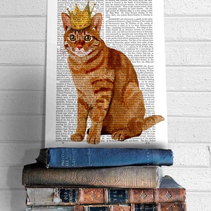 Ginger Cat, King of Cats, Full, wall hanging, cat decor, cat illustration, cat gift for cat lover, cat print, cat art, cat poster