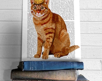 Ginger Cat, King of Cats, Full, wall hanging, cat decor, cat illustration, cat gift for cat lover, cat print, cat art, cat poster