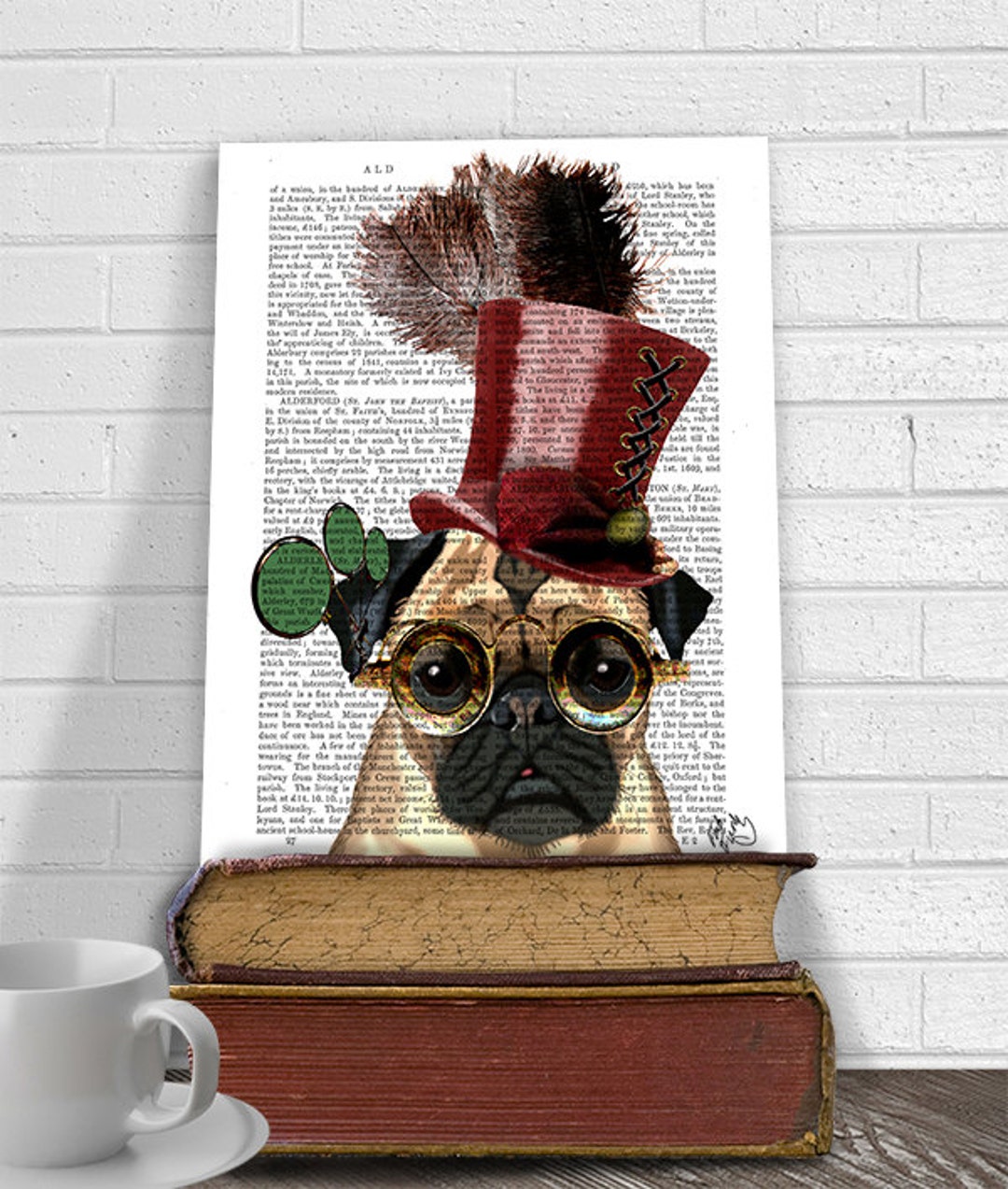 Steampunk Dog Steampunk Pug Top Hat Pug Art Print Pug Wall Art Steampunk Art Graduation Gift Literary Art Book Nerd Library Decor Dog Art Etsy