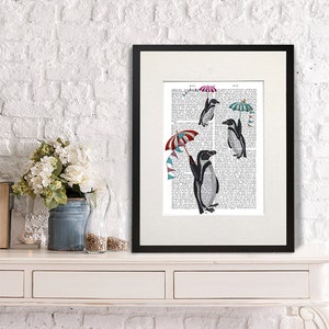 Penguin Art - Floating - penguin print penguin gift penguin nursery art penguin wall art cute penguin décor penguin poster penguin picture