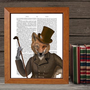 Fox Print - The Bounder - Fox Art Print fox illustration fox poster fox decor woodland animal woodland creature steampunk fox Groomsmen gift