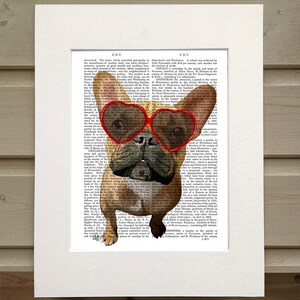 Fawn Frenchie Heart Sunglasses - French bulldog art print french bulldog gift brown french bulldog gift idea Summer art print for kids room
