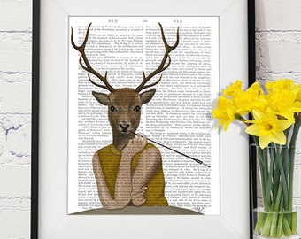 Audrey Hepburn Art - Cara Audrey - Deer Print Audrey hepburn poster Deer art Deer decor Deer picture Deer wall art Deer head Whimsical art