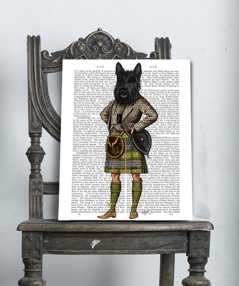 Scottish Terrier Print Scottie Dog in Kilt Scottie Dog Gift Etsy