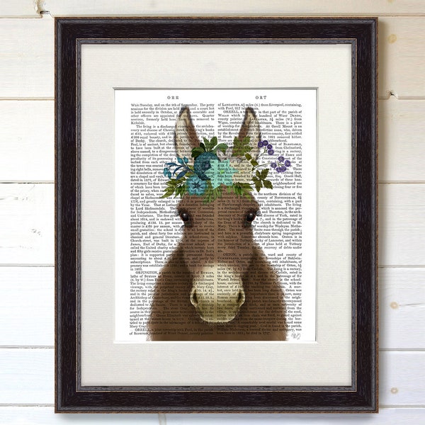 Bohemian Donkey 3 - Cute gift for wife Floral headdress Donkey print Farmhouse decor Country style Print on canvas Uk seller Canvas Print