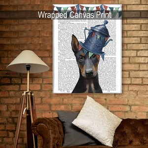 Doberman Art Print – Milliner Dog with Hat, Whimsical Decor image 4