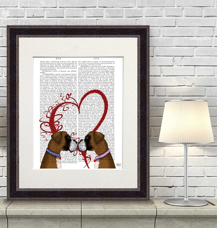 Valentines gift - Boxer Dog Print - Boxer Love - gift for lovers Couple gift anniversary gift for dog lover boxer lover gift cute dog gift