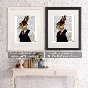 Hare print Hare In Waistcoat & Hat Steampunk animal hare art print rabbit print unusual wall art unique wall art nerdy artwork geek gift image 3