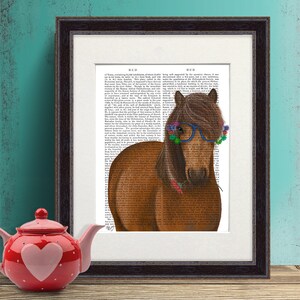 Horse Lover - Horse and flower glasses - Horse decor art Gift for horse lover Horse art canvas Horse print Horse art decor Pony print art