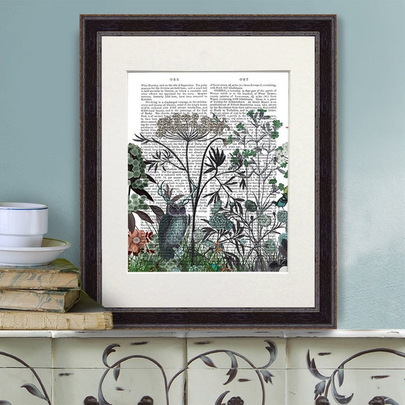 Wildflower art, Owl picture, Garden print, Botanical decor, Aesthetic print, Canvas painting, Floral home decor - Wildflower Bloom Owl