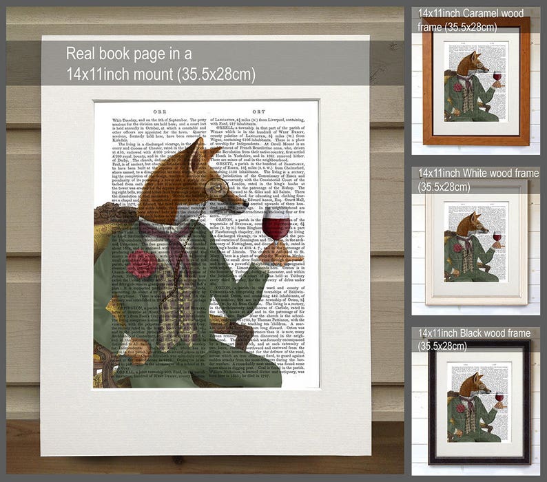 Woodland Animal Print Wine Tasting Fox print fox portrait fox poster wine lover gift wine print fox wall art fox print home decor fox gift image 2