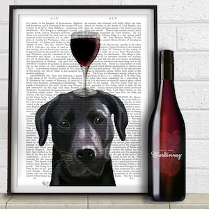 wine gifts for mom best wine gifts Wine gifts for women - Black Labrador Dog Au Vin - wine lover gift Wine decor wine christmas gifts