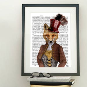Pôster de raposa - Vivienne Fox Print - arte de raposa foxy senhora animal engraçado presente para namorada arte de parede de quarto infantil arte de parede de raposa arte de animal caprichoso