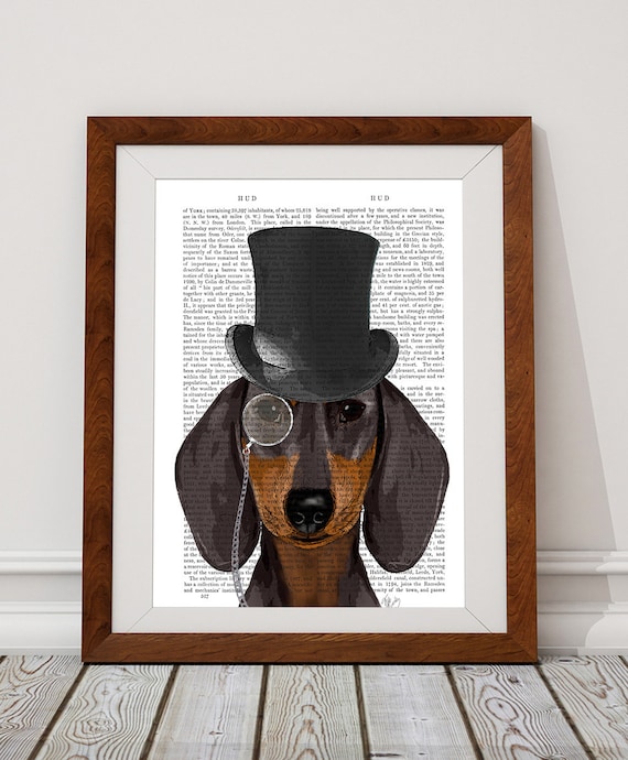 Wiener Dog Art Print Formal Hat Funny Home Décor Cute Animal  display picture 1