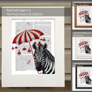 Zebra Print Umbrella Sideways Zebra art zebra wall art zebra painting Cute animal art for kids rooms circus art print circus wall décor image 2