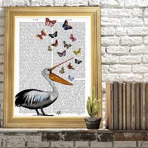 Pelican and Butterflies Digital Painting