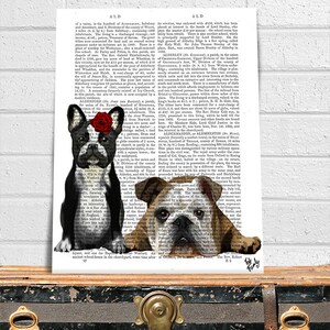 Französische Bulldogge und englische Bulldogge Kunstdruck Bulldogge Wandkunst Bulldogge Dekor Geschenk für Bulldogge Liebhaber Hund Geschenkidee für Hundeliebhaber Hund Wandkunst