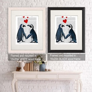 Penguins in love Penguin art print penguin gift for valentine gift for lovers romantic gift for girlfriend Valentines gift for her wife image 3