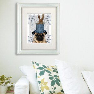 Pug art Milliners Dog Print Pug Print colorful wall art pug illustration Dog wall décor Nursery Art for Kids Room dog art nursery dog print