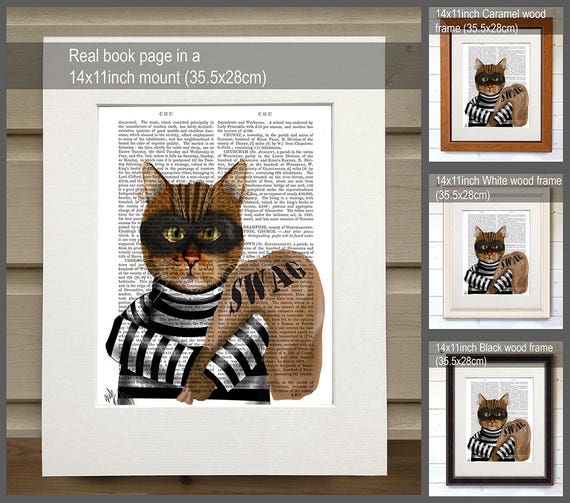 トラ猫プリント 泥棒猫 泥棒猫アートプリント 壁アート 壁飾り トラ猫