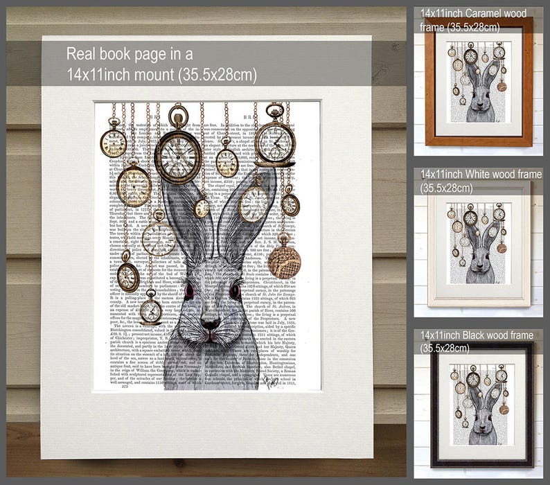 Alice in Wonderland Print Alice in wonderland decor White rabbit print rabbit gift wall art home decor rabbit time digital print illustation image 2