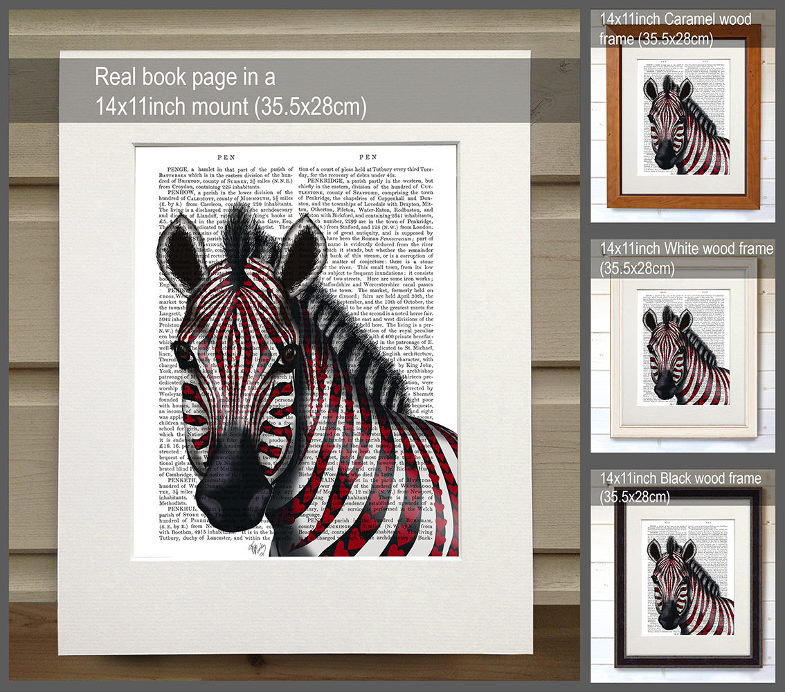 Zebra With Red Hearts Art Print – Fabfunky Antiquarian Book