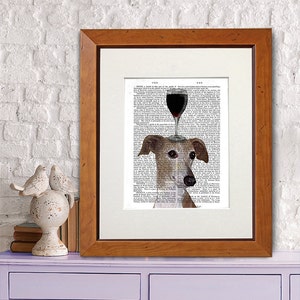 Greyhound Art Print - Dog Au Vin - Greyhound print cute gift for Greyhound lover dog lover gift unique home decor cute dog print gift wife