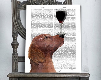 Red Setter Art Print Dog Au Vin Wine Wall Decor kitchen art print Kitchen decor Wall Art Wall Décor Wall Hanging kitchen print, wine lover