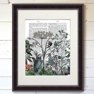 May include: A black and white illustration of an owl and various flowers and plants on a vintage book page. The text on the page is from "The History of the County of Lancaster" by Edward Baines, published in 1825.