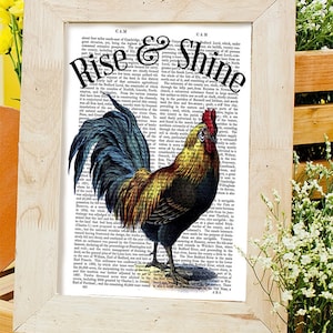 Early riser Cockerell - Rooster Print rooster kitchen decor rooster painting chicken art chicken decor chicken print gift for chicken lover