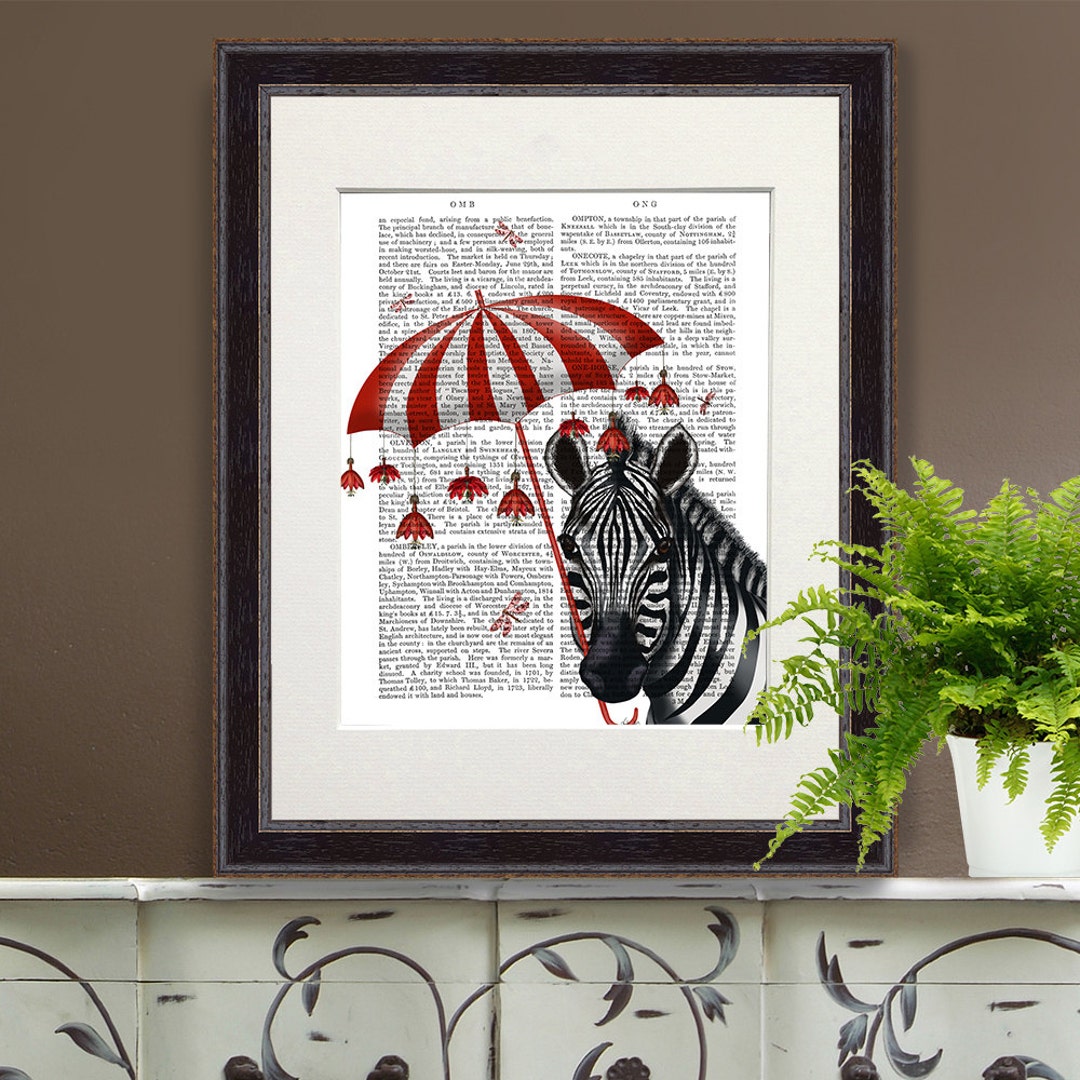 Zebra Print Umbrella Sideways - Zebra Art Zebra Wall Art