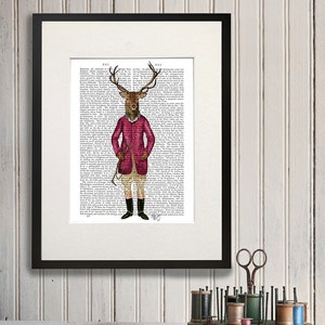 Deer Art Print - Deer Rider - equestrian gift equestrian decor equestrian art equestrian print deer print Groomsman gift man cave decor