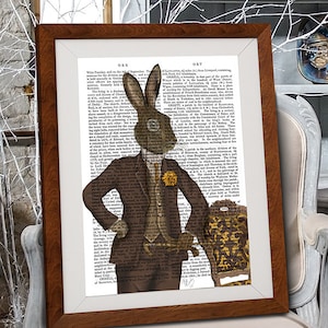 Hare painting - The Dandy Hare - downton abbey birthday gift for dad fathers day gift unique couple gift Groomsman gift woodland decoration