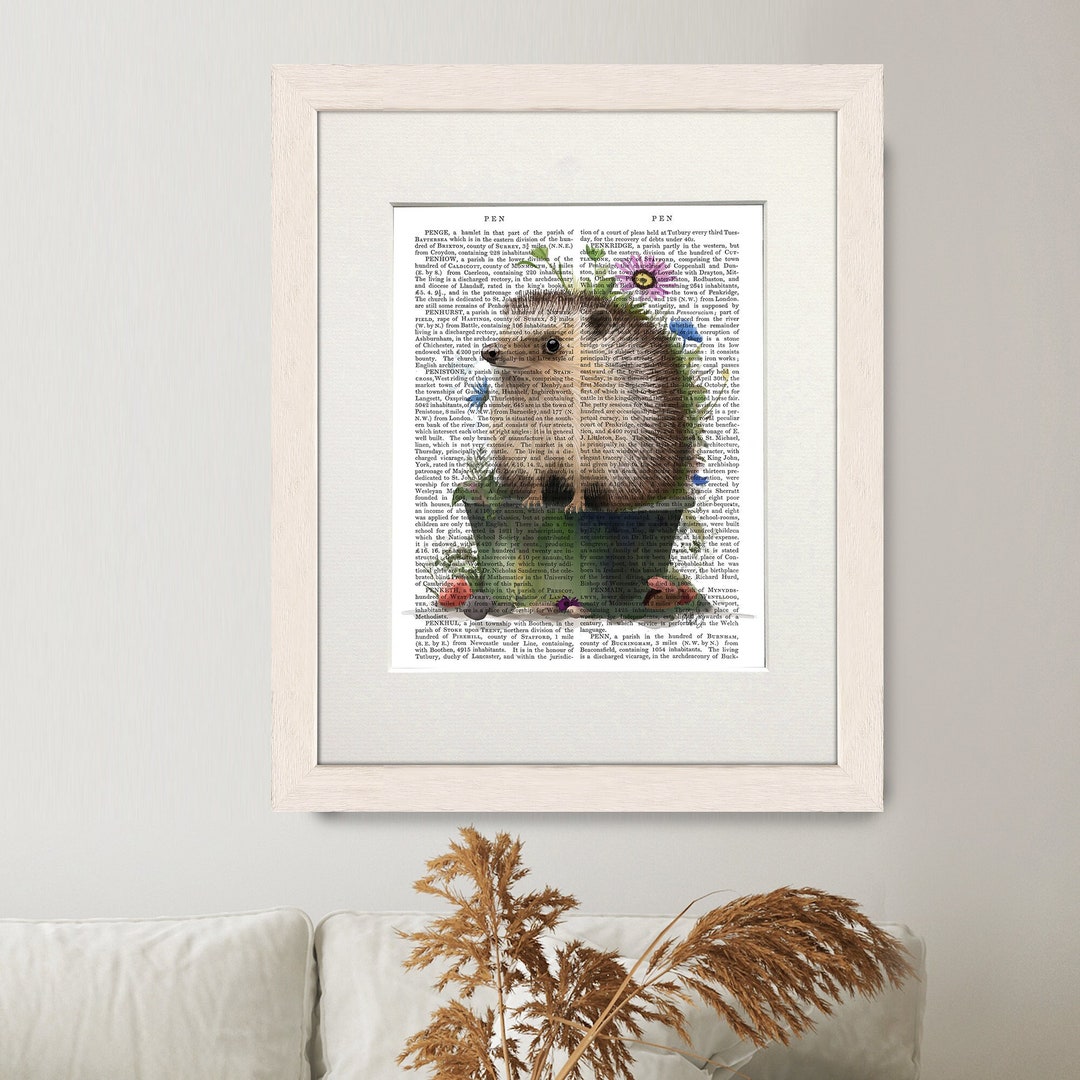 Quirky Hedgehog Painting Original Animal Illustration Printed on