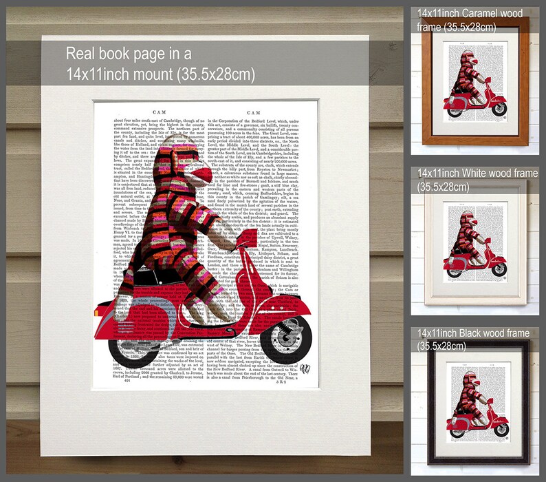 Sock Monkey on Moped Sock Monkey Wall Art Sock Monkey Wall Etsy