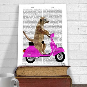 Meerkat on Pink Moped Art Print Nursery print Nursery Art Meerkat Print Meerkat Art Meerkat Illustration kids room