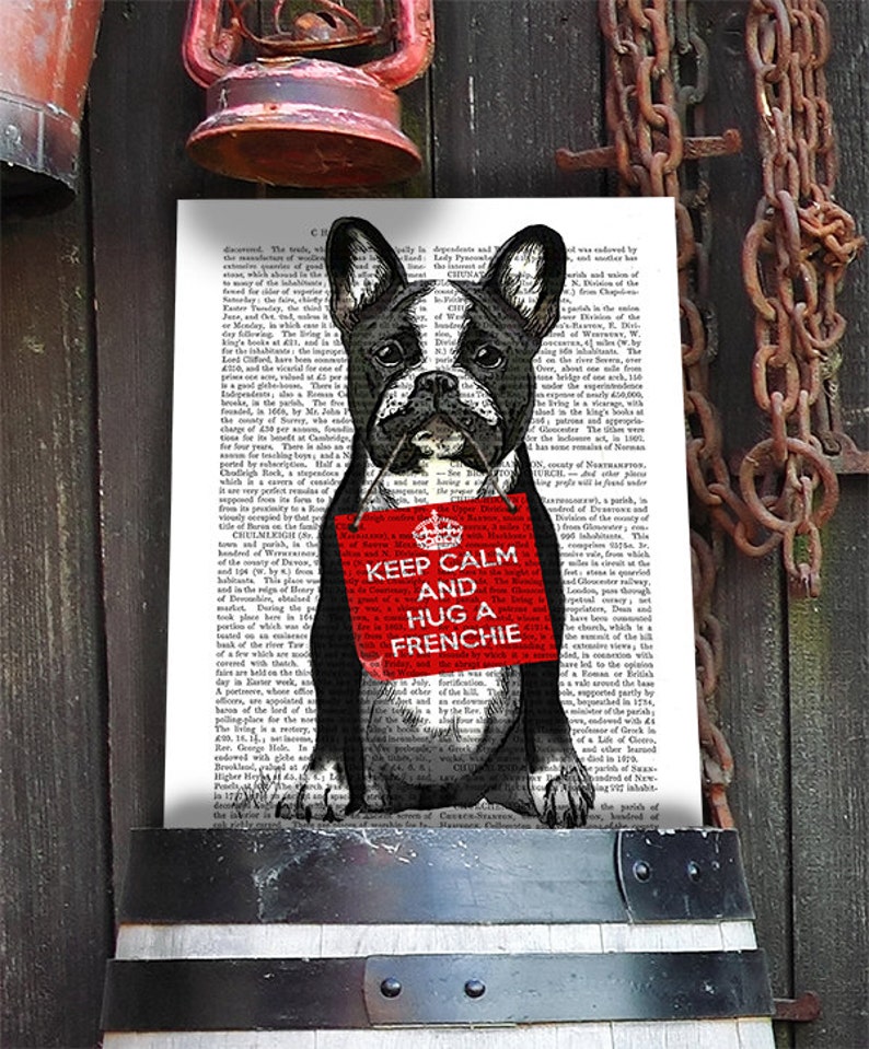 Hug a Frenchie Wall Art French Bulldog Print geekery poster cute home décor cute frenchie print gifts for boyfriend gift frenchie lover image 1