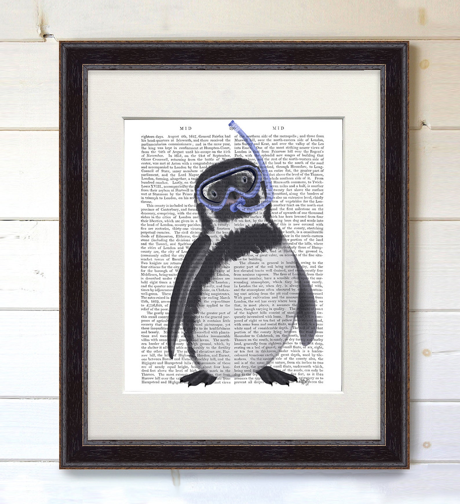 Bathroom decor Penguin with snorkel Kids bathroom art Gift Etsy