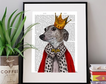 Greyhound Art greyhound Queen gift for greyhound lover Greyhound Print Greyhound painting italian greyhound décor whippet art italy
