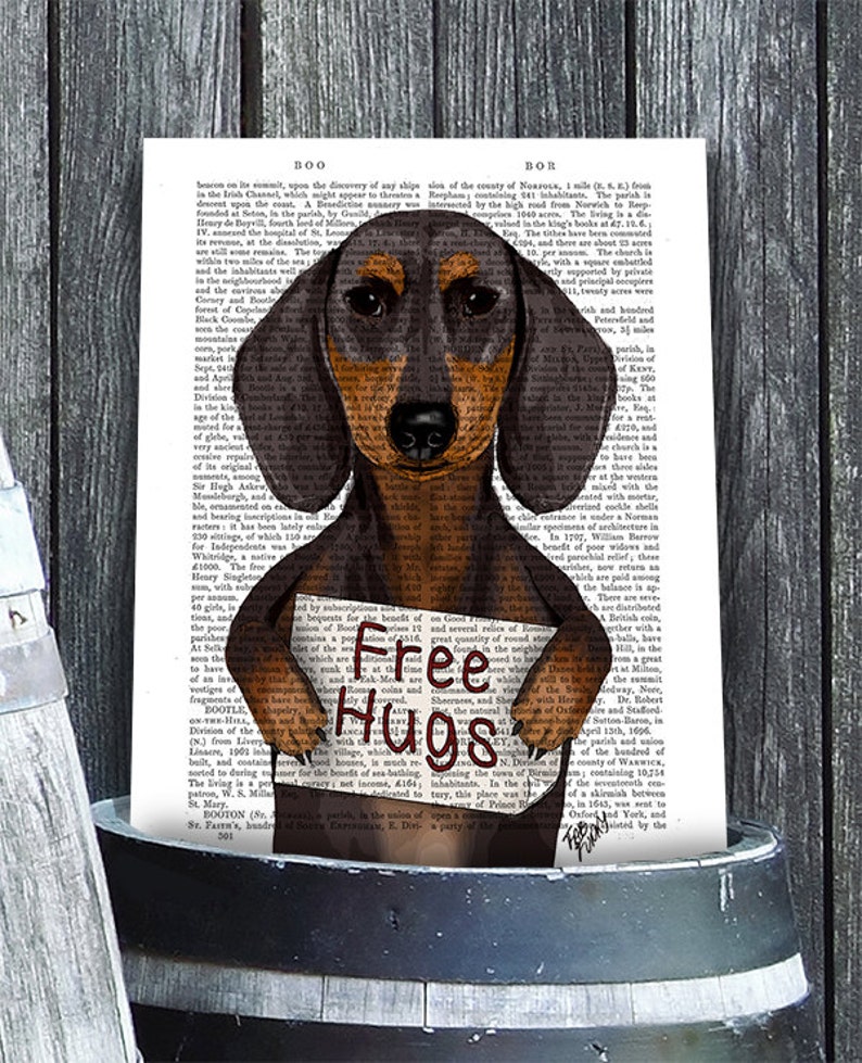 Dachshund Print Free Hugs Dachshund Poster Dacshund Etsy