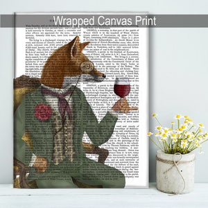 Woodland Animal Print Wine Tasting Fox print fox portrait fox poster wine lover gift wine print fox wall art fox print home decor fox gift image 4