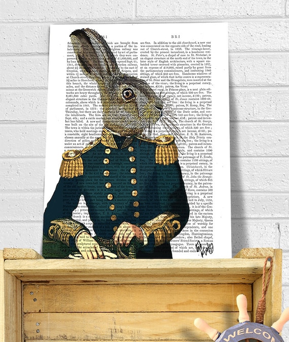 Lieutenant Hare : Military Print Rabbit Print Wall Art Wall - Etsy