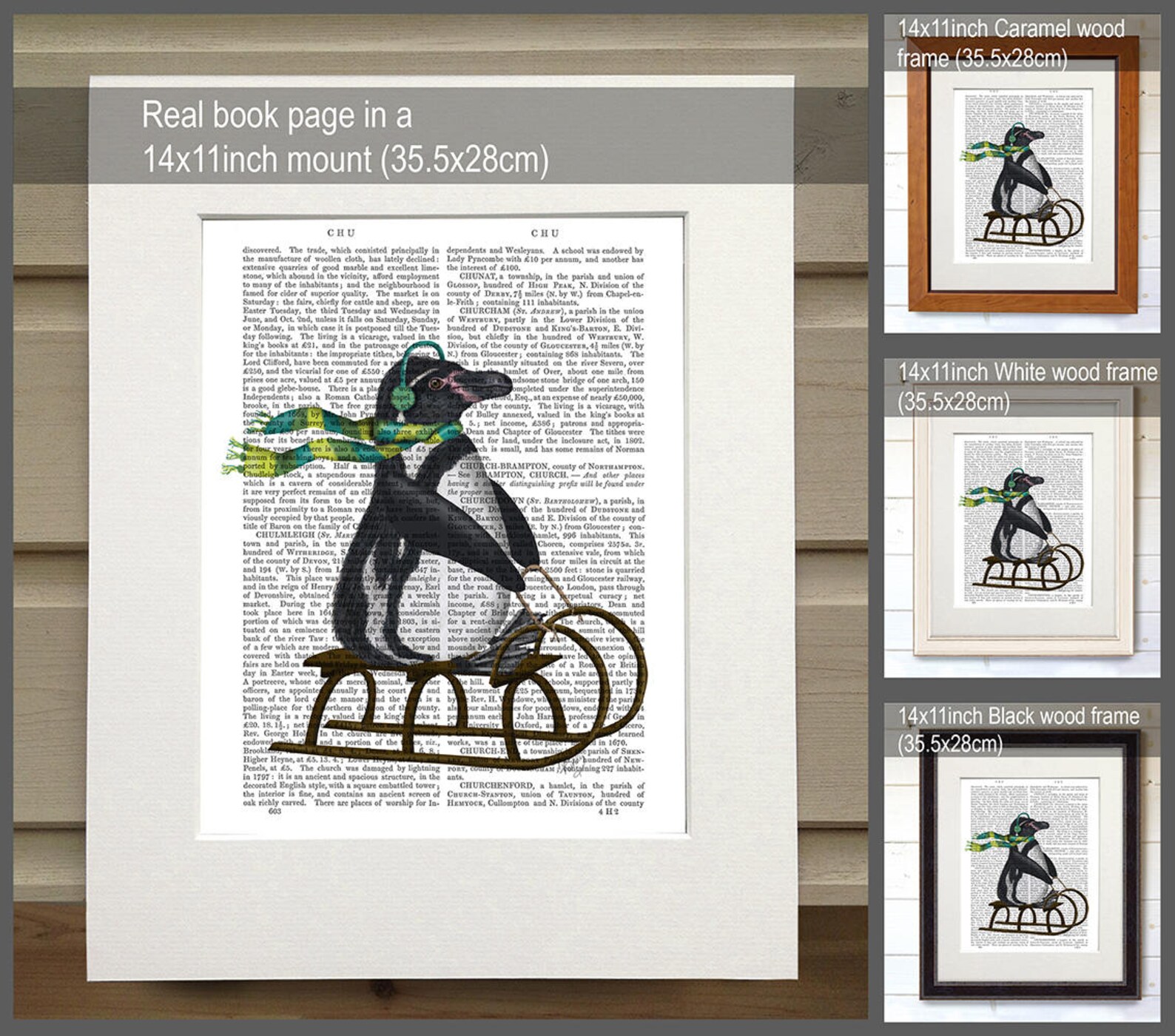 Penguin Gift Penguin on Sled Penguin Wall Art Funny - Etsy