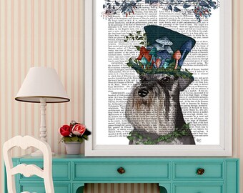 Schnauzer art Milliners Dog Print Miniature Schnauzer Print colorful wall art Dog wall décor Nursery Art for Kids Room dog art nursery dog