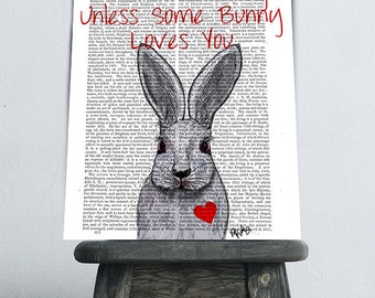 White Rabbit Art Print You're no bunny  Rabbit Print valentine gift for her romantic gift for wife gift for girlfriend anniversary boyfriend