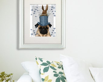 Milliners Dog Pug Print – Whimsical Dog Art Gift