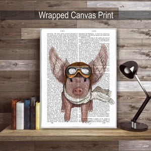 Flying Pig Print Pig with wings pig gift for pig lover pig Illustration pig Drawing pig Poster pig Wall Art Wall Hanging Digital poster image 4