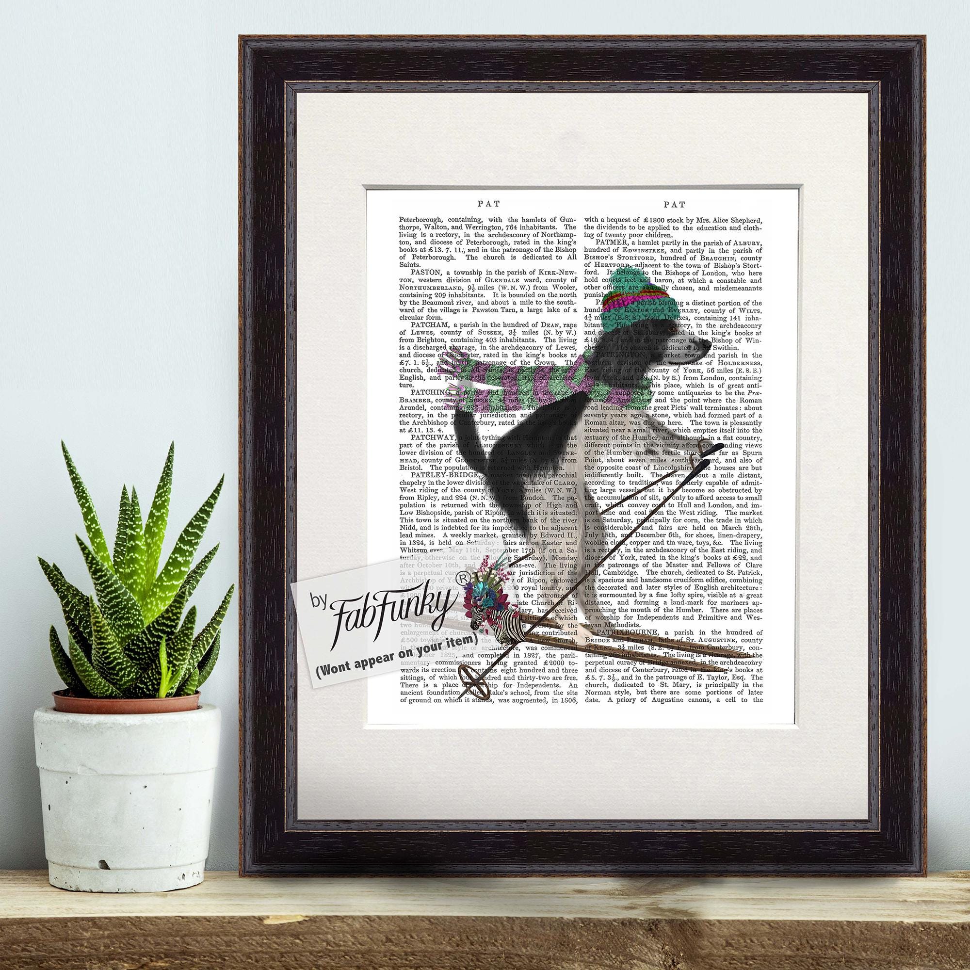 Springer Spaniel Black White Dog Skiing Wall Art Print, Cute Dog