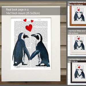 Penguins in love Penguin art print penguin gift for valentine gift for lovers romantic gift for girlfriend Valentines gift for her wife image 2